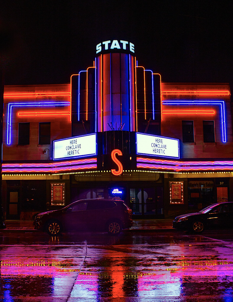 New owner Jayson Wall took this photo of the State Theatre during a rainy night in November.